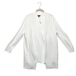 Talbots Woman Petites Open Front Cardigan Sweater NWT Sz 1XP White Minimalist